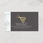 Moderne Folie Marmeren Haar Stylist Salon Scharen Visitekaartje (Achterkant)