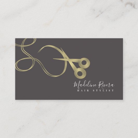 Moderne Folie Marmeren Haar Stylist Salon Scharen Visitekaartje (Voorkant)