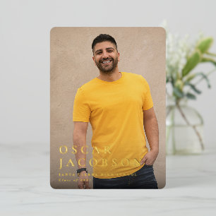 Moderne Folie Tekst Afstuderen Fotoaankondiging Folie Uitnodiging