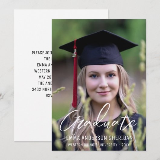 Moderne Folie van de Foto van het Witte Manuscript Save The Date (Voorkant / Achterkant)