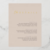 Moderne Folie Wedding Details Enclosure Kaart (Voorkant)