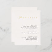 Moderne Folie White Wedding Details Enclosure Card Feestdagen Briefkaart (Voorkant / Achterkant)