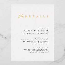 Moderne Folie White Wedding Details Enclosure Card Folie Feestdagen Briefkaart