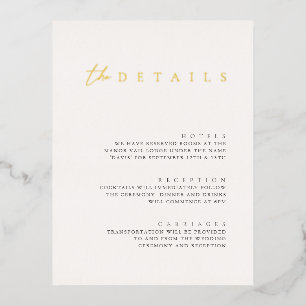 Moderne Folie White Wedding Details Enclosure Card Folie Feestdagen Briefkaart