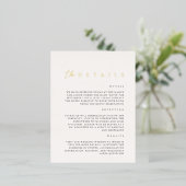 Moderne Folie White Wedding Details Enclosure Card Folie Feestdagen Briefkaart (Staand Voorkant)