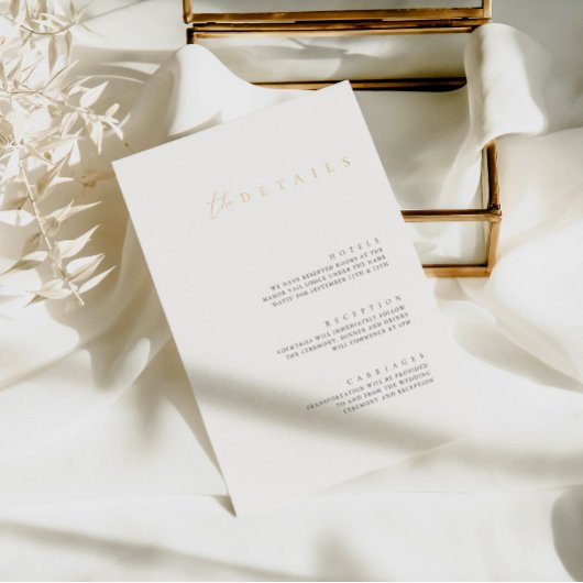 Moderne Folie White Wedding Details Enclosure Card Folie Uitnodiging
