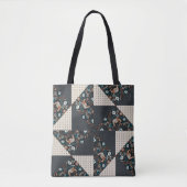 Moderne Folk Art Pinwheel Patchwork Quiltstijl Tote Bag (Voorkant)