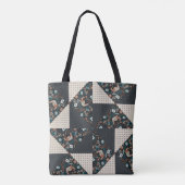 Moderne Folk Art Pinwheel Patchwork Quiltstijl Tote Bag (Achterkant)