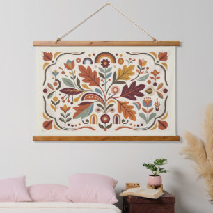 Moderne Folk Herfst Botanische Geometrische Hangend Wandkleed