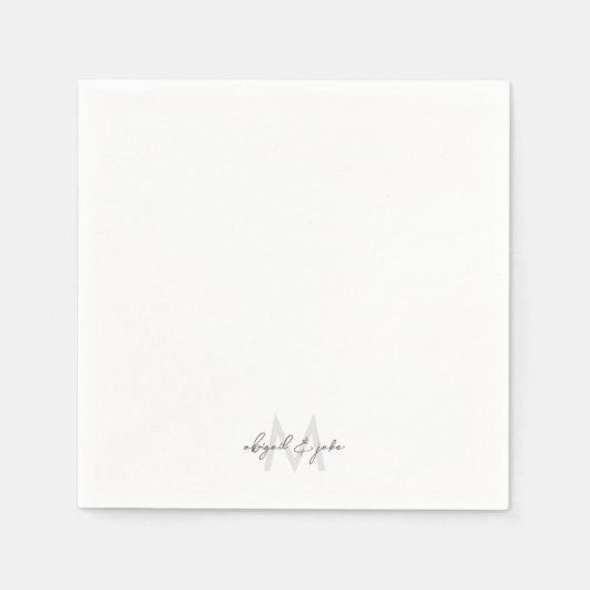 Moderne fonogram en namen Wedding Cocktail Servet (Voorkant)