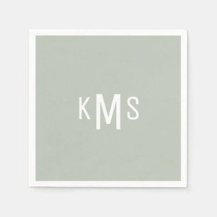 Moderne font Monogram Light Sage Cocktail Napkins Servet