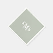 Moderne font Monogram Light Sage Cocktail Napkins Servet (Hoek)
