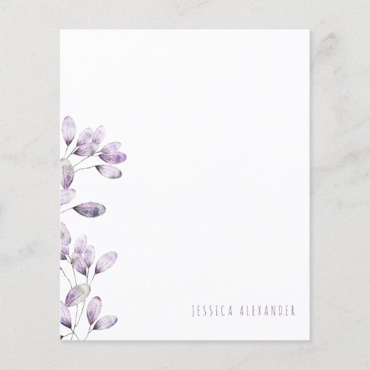 Moderne font plum Foliage Personalized Stationery (Voorkant)