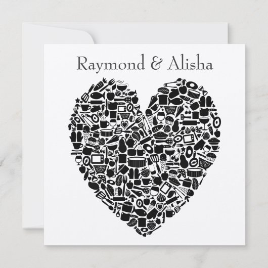 Moderne Foodies Zilver Aangepaste bruiloft uitnodi Kaart (Voorkant)