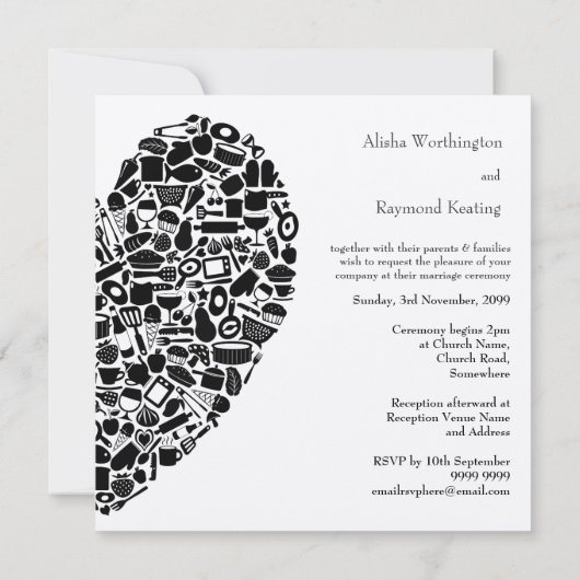 Moderne Foodies Zilver Aangepaste bruiloft uitnodi Kaart (Achterkant)