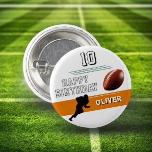 Moderne Football speler Silhouette Happy Birthday Ronde Button 3,2 Cm