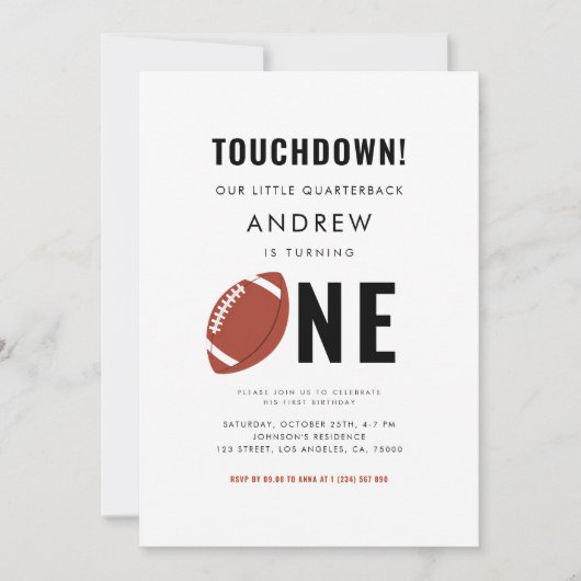 Moderne Football Thema Kind 1e verjaardag Kaart (Voorkant)