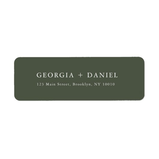 Moderne Forest Green Names Return Address Label (Voorkant)