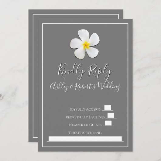 Moderne, formele Klassic, wit op grijs, RSVP Kaart (Voorkant / Achterkant)