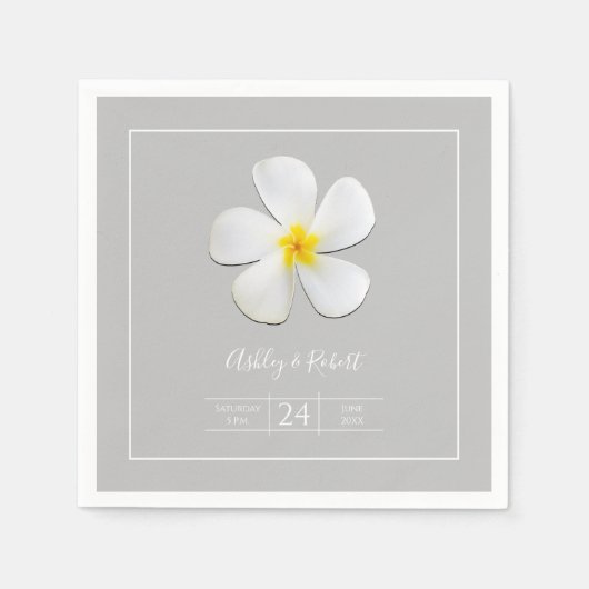 Moderne, formele Klassic, wit op lichtgrijs huweli Servet (Voorkant)