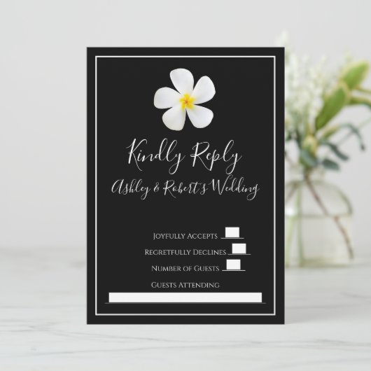 Moderne, formele Klassic, wit op zwarte bruiloft R Kaart (Staand voorkant)