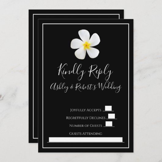 Moderne, formele Klassic, wit op zwarte bruiloft R Kaart (Voorkant / Achterkant)