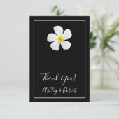 Moderne Formele Klassieker, Wit op Zwart, Trouwen Bedankkaart (Staand voorkant)