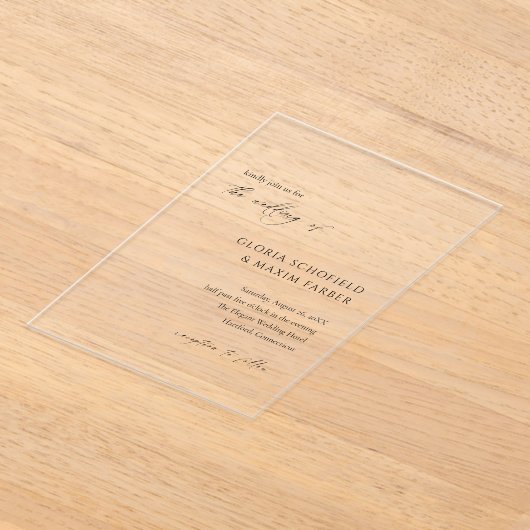 Moderne formele minimale elegante bruiloft acryl uitnodigingen (Laagn)