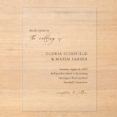 Moderne formele minimale elegante bruiloft acryl uitnodigingen (Voorkant)