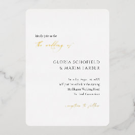 Moderne formele minimale elegante bruiloft folie uitnodiging