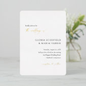 Moderne formele minimale elegante bruiloft folie uitnodiging (Staand Voorkant)