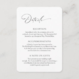 Moderne formele minimale elegante bruiloft informatiekaartje
