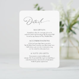 Moderne formele minimale elegante bruiloft informatiekaartje