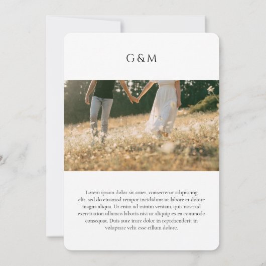 Moderne formele minimale elegante bruiloft kaart (Achterkant)