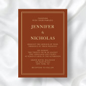 Moderne formele Terracotta bruiloft goud Folie Uitnodiging