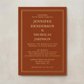 Moderne formele Terracotta bruiloft goud Folie Uitnodiging