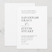 Moderne formele zwart-wit bruiloft kaart (Voorkant / Achterkant)