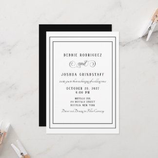 Moderne formele zwart-wit bruiloft uitnodiging