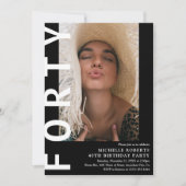 Moderne FORTY Foto 40th Birthday Party Invitation Kaart (Voorkant)