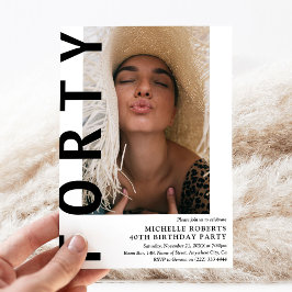 Moderne FORTY Foto 40th Birthday Party Invitation Kaart