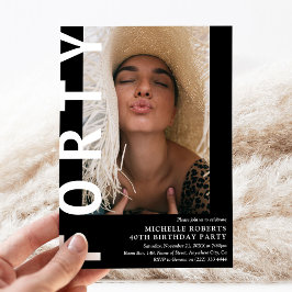 Moderne FORTY Foto 40th Birthday Party Invitation Kaart