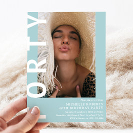 Moderne FORTY Foto 40th Birthday Party Invitation Kaart