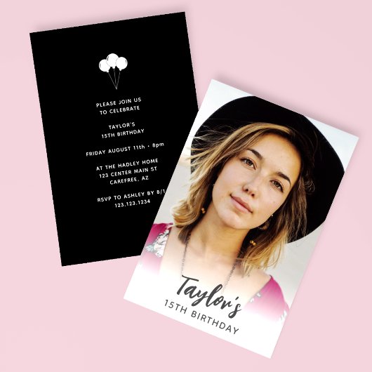 Moderne foto 15e verjaardag kaart