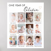 Moderne foto 1e verjaardag mijlpaal bord poster (Voorkant)