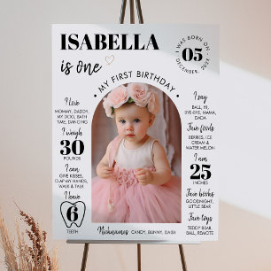 Moderne foto 1e verjaardag mijlpaal teken poster