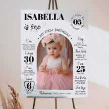 Moderne foto 1e verjaardag mijlpaal teken