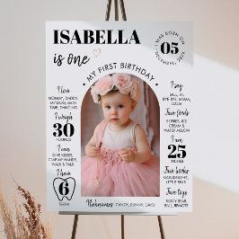 Moderne foto 1e verjaardag mijlpaal teken poster