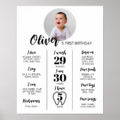 Moderne foto 1e verjaardag mijlpaal teken poster (Voorkant)