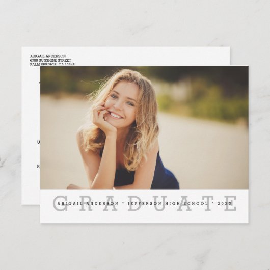 Moderne Foto 2023 Afstuderen Aankondiging Briefkaa Briefkaart (Voorkant / Achterkant)