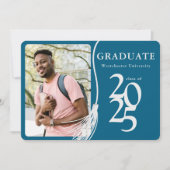 Moderne foto 2025 Blauwe afstudeerfeest uitnodigin Kaart (Voorkant)